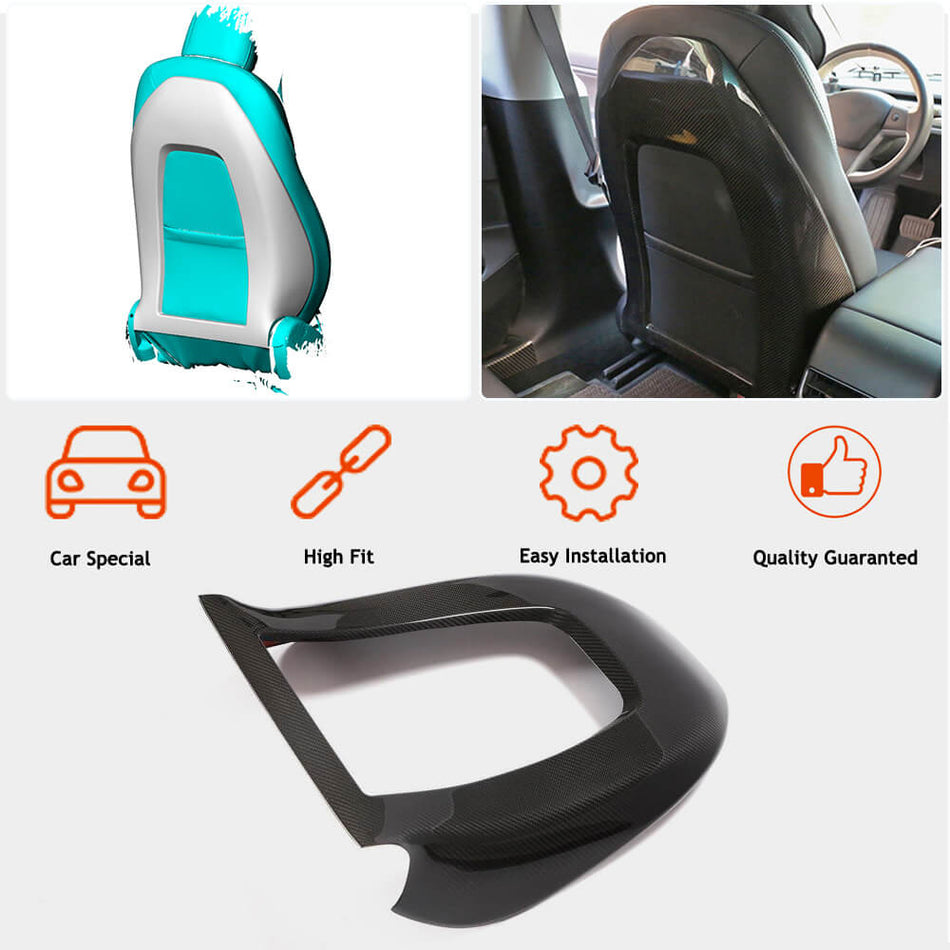テスラ Model 3 ドライカーボン Racing Seat Back カバー インテリア アクセサリー 2pcs