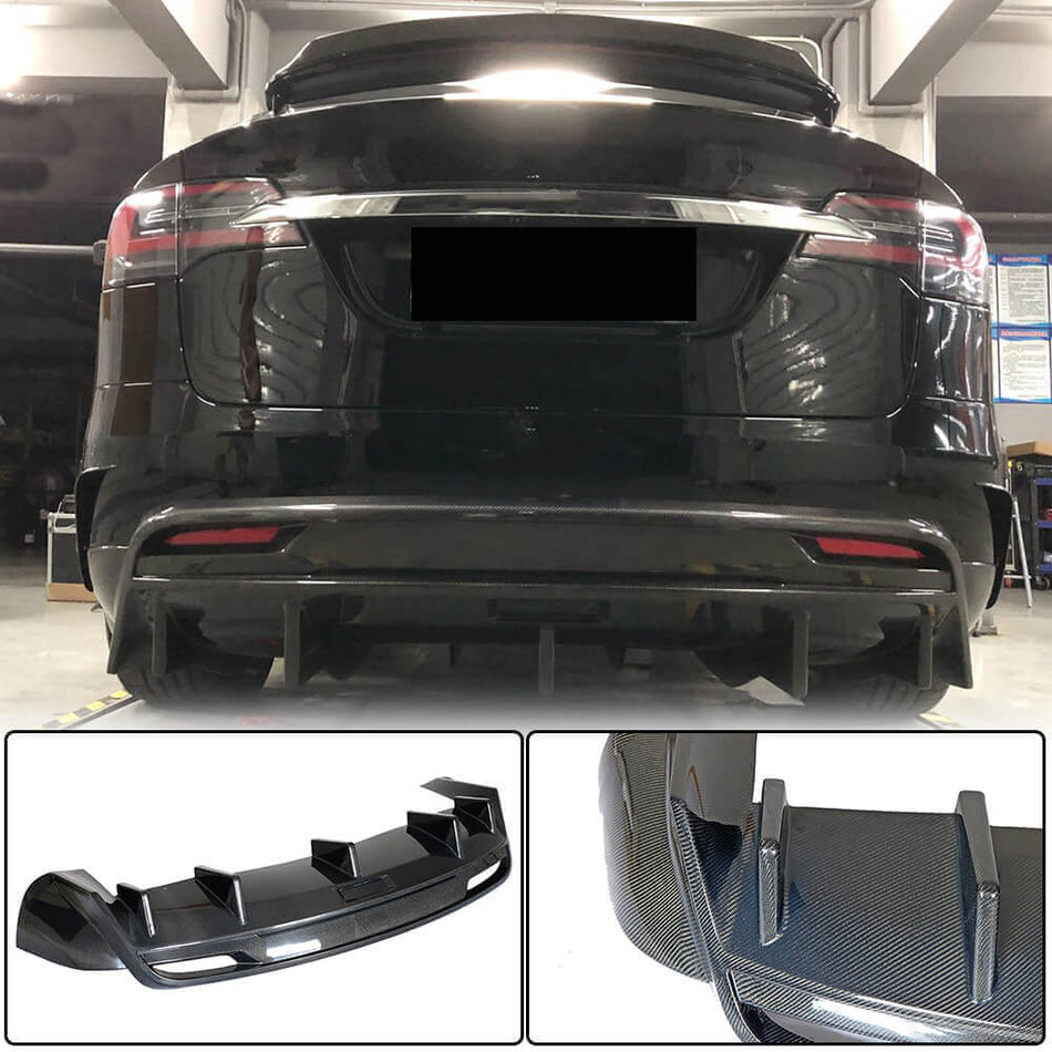 テスラ Model X カーボン リアバンパー ディフューザー バランスリップ ワイドボディキッド