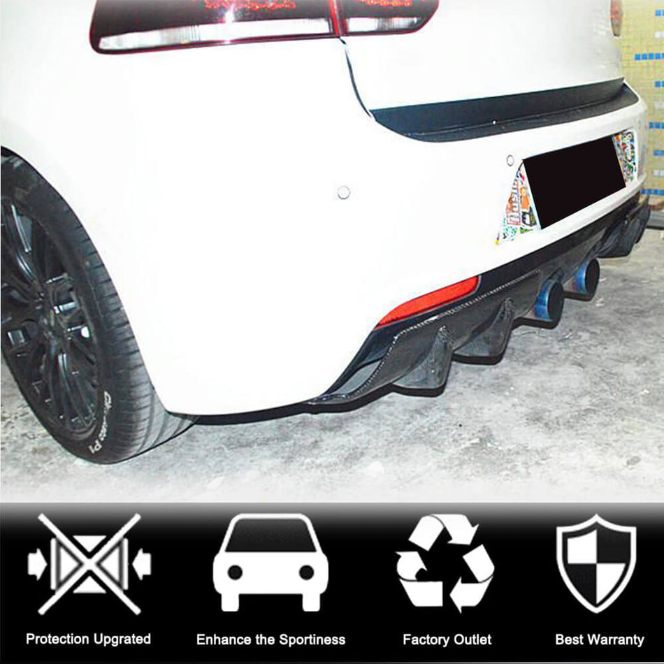 フォルクスワーゲン Golf 6 MK6 R/R20 カーボン リアバンパー ディフューザー カバー トリム